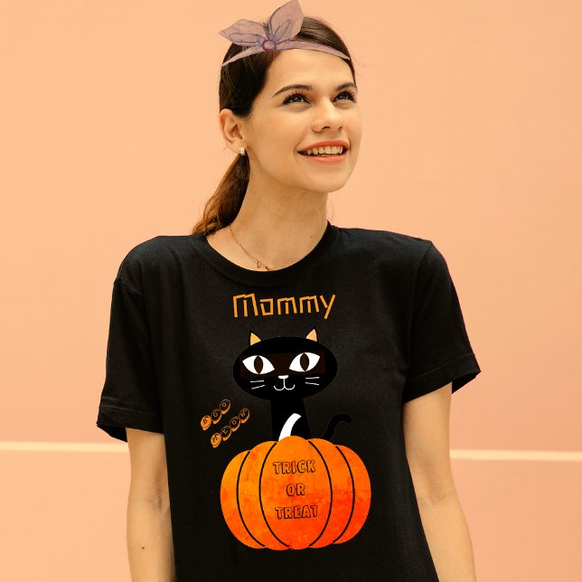 Orange & Black Niedlich Cat Matching Family Hallow T-Shirt (Von Creator hochgeladen)