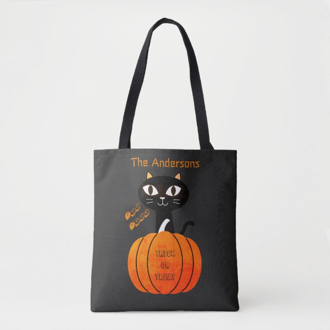 Orange & Black Niedlich Cat Trick oder Treff Hallo (Vorderseite)