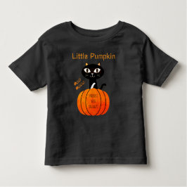 Orange & Black Niedlich Spooky Cat Pumpkin Hallowe Kleinkind T-shirt