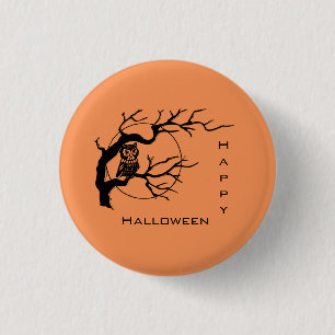 Orange & Black Owl Halloween Button Button