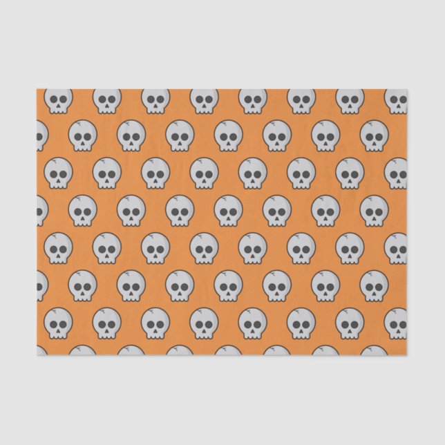 Orange Black Pattern Skull Halloween-Party Seidenpapier (Vorderseite)