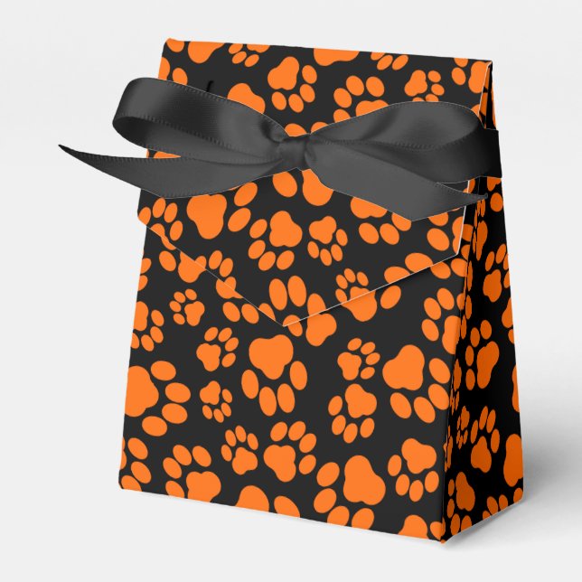 Orange-Black Paw Print Fevor Box Geschenkschachtel (Vorderseite)