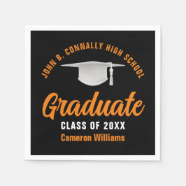 Orange Black Personalisiert 2025 Graduate Party Serviette