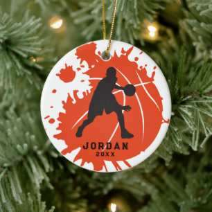 Orange Black Personalisiert Basketball Player Keramik Ornament