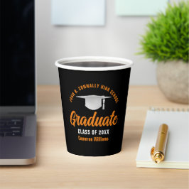 Orange Black Personalisiert Graduation Party Pappbecher