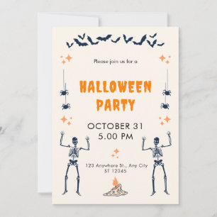 Orange Black Playful Illustrative Halloween-Party Einladung