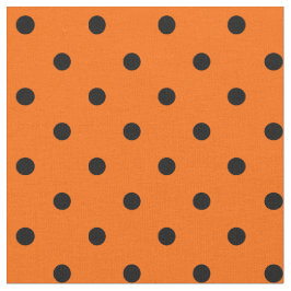 Orange/Black Polka Dots Fabric Stoff