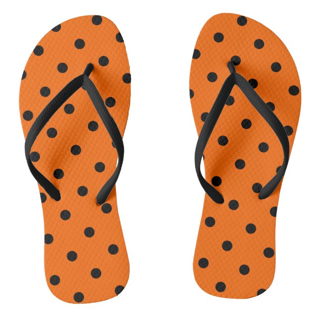 Orange/Black Polka Dots Flip Flops (Fußbett)