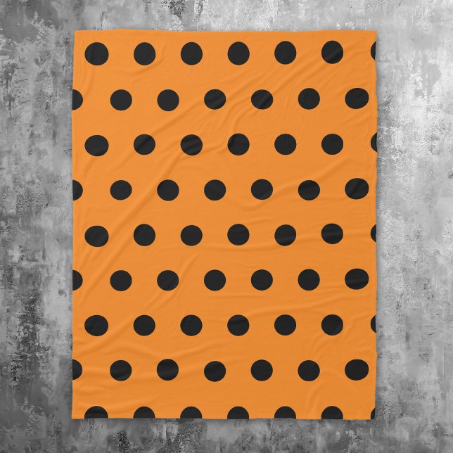 Orange Black Polka Dots Pattern Fleecedecke (Von Creator hochgeladen)