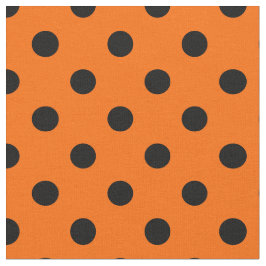 Orange Black Polka Dots Textile Stoff