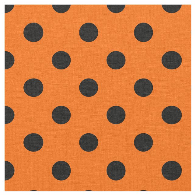 Orange Black Polka Dots Textile Stoff (Nahaufnahme)