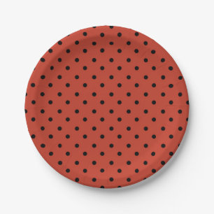 Orange & Black Polka Dots Whimsisches Halloween Pappteller