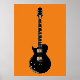 Orange Black Pop Art Electric Gitarre Poster