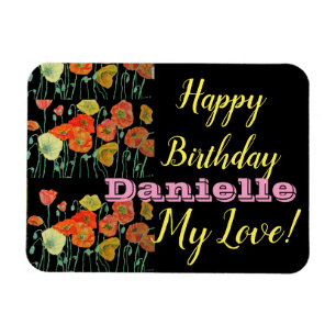 Orange Black Poppy Happy Birthday Kühlschrankmagne Magnet