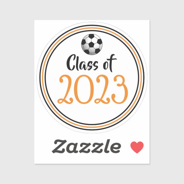 Orange & Black Soccer Class Year Abschluss Aufkleber (Blatt)