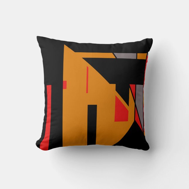 Orange Black Southwest Colors Geometric Abstrakt Kissen (Vorderseite)