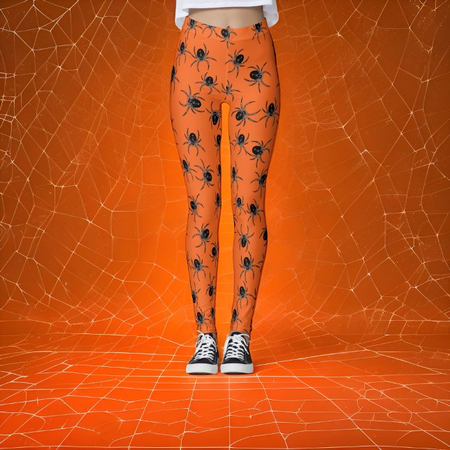 Orange Black Spider Halloween Leggings (Von Creator hochgeladen)