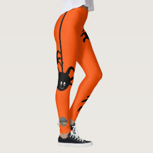 ORANGE BLACK SPIDER HALLOWEWEESS BUSINESS LOGO CUS LEGGINGS