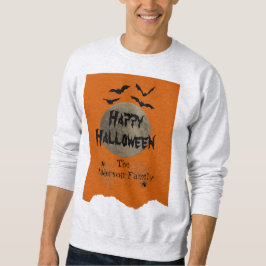Orange Black Spooky Bats Modernes glückliches Hall Sweatshirt