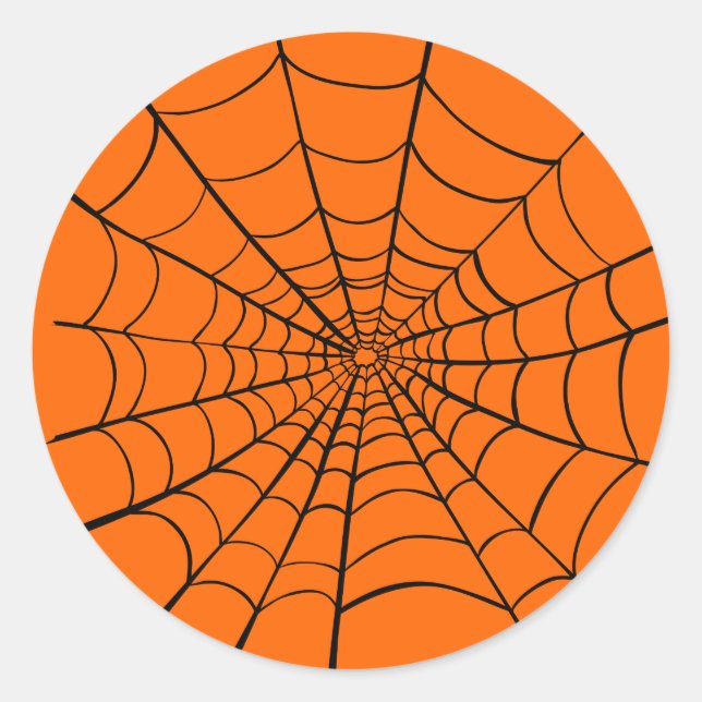 Orange Black Spooky Halloween Spider Web Runder Aufkleber (Vorderseite)