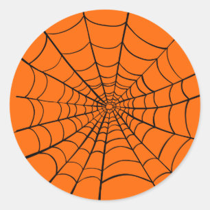 Orange Black Spooky Halloween Spider Web Runder Aufkleber