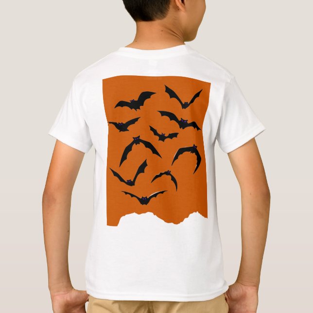 Orange & Black Spooky Moderne glückliche Halloween T-Shirt (Rückseite)
