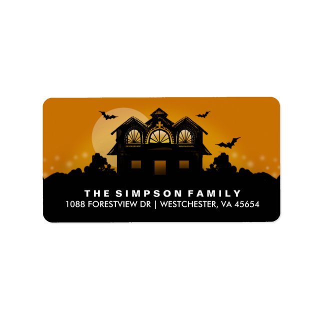 Orange & Black Spuk House Address Labels Adressaufkleber (Vorne)