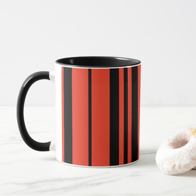 Orange Black Stripes Tasse (Mit Donut)