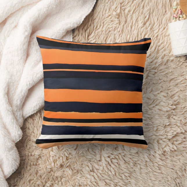 Orange Black Stripes Throw Kissen (Decke)