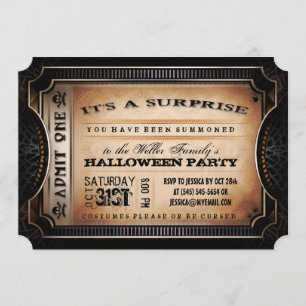 Orange & Black Surprise Halloween-Party Ticket Einladung