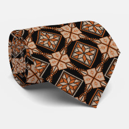 Orange & Black Tatreez Henna Thobe Print Muster Krawatte