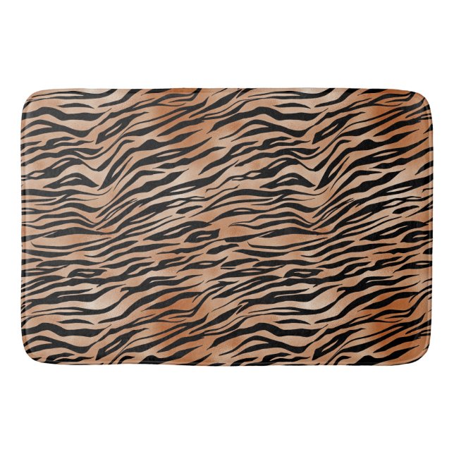Orange Black Tiger Print Badematte (Vorderseite)