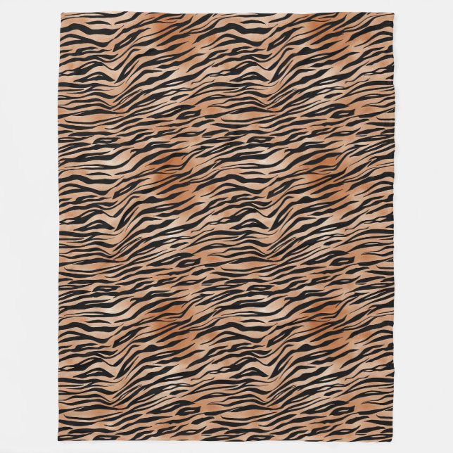 Orange Black Tiger Print Fleecedecke (Vorderseite)