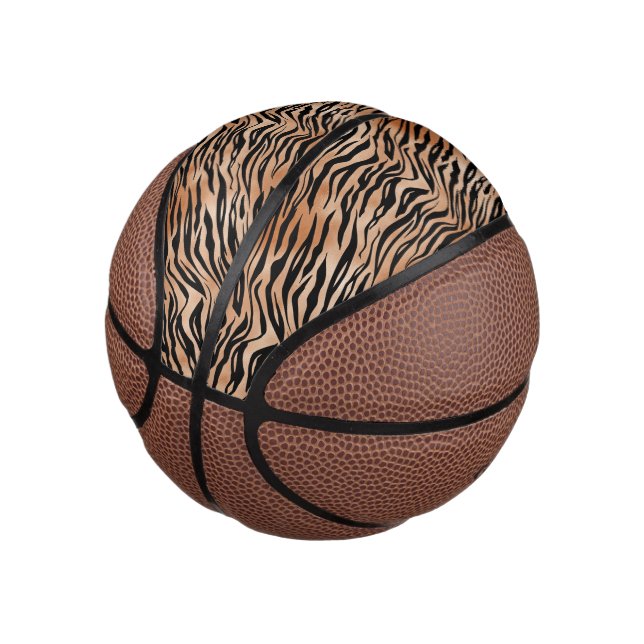 Orange Black Tiger Print Mini Basketball (angewinkelt)