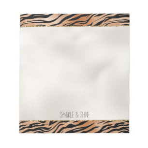 Orange Black Tiger Print Notizblock