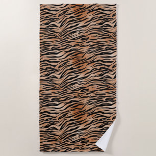 Orange Black Tiger Print Strandtuch