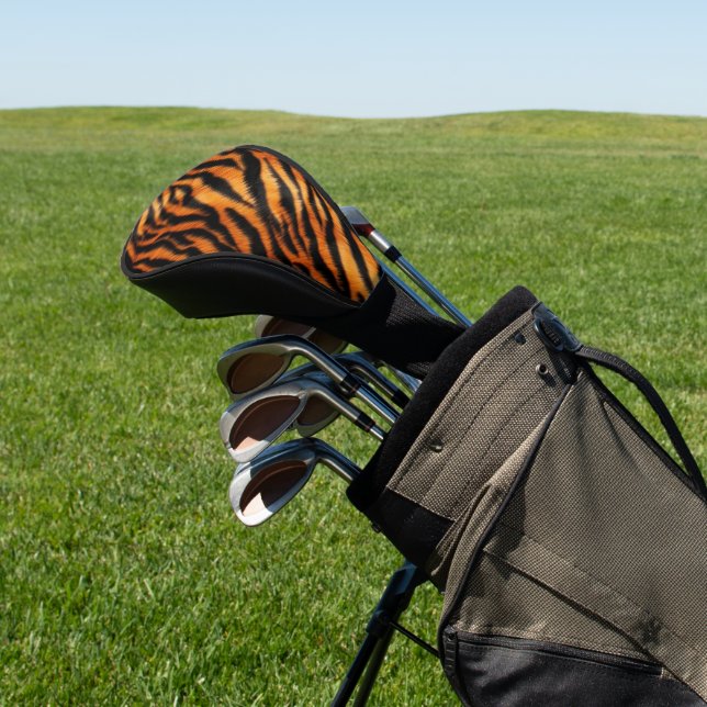 Orange Black Tiger Stripes Animal Print Golf Headcover