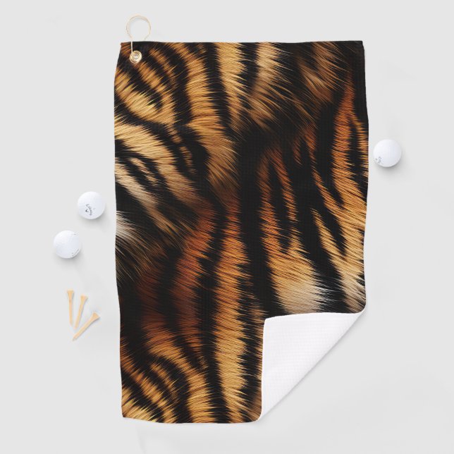 Orange Black Tiger Stripes Animal Print Golfhandtuch (Insitu)