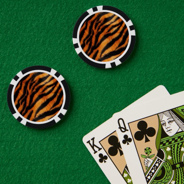 Orange Black Tiger Stripes Animal Print Pokerchips (Pokertisch (doppelt))