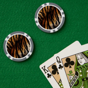 Orange Black Tiger Stripes Animal Print Pokerchips