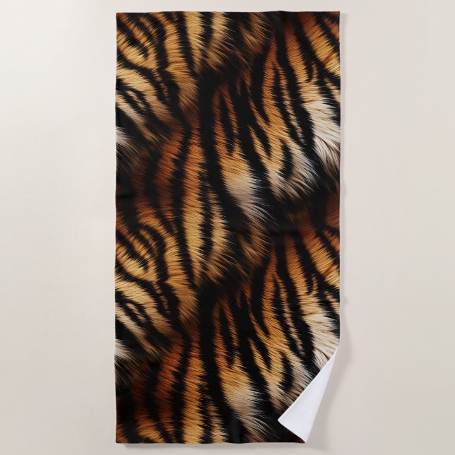 Orange Black Tiger Stripes Animal Print Strandtuch (Vorderseite)