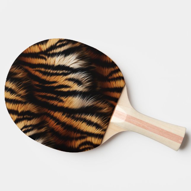 Orange Black Tiger Stripes Animal Print Tischtennis Schläger (Seitenansicht)