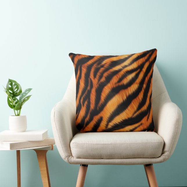 Orange Black Tiger Stripes Kissen (Stuhl )