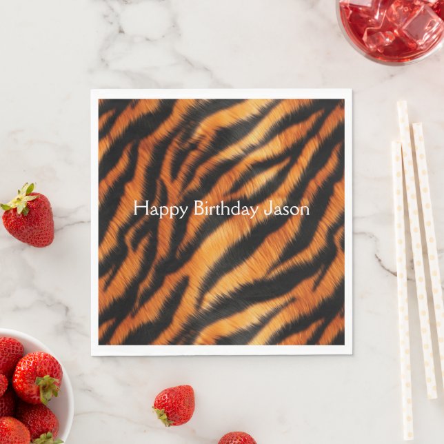 Orange Black Tiger Stripes Serviette (Beispiel)