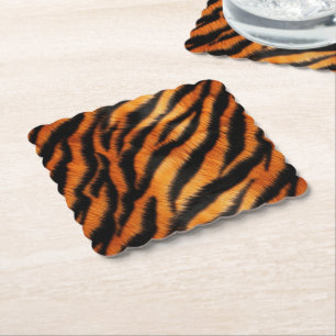Orange Black Tiger Stripes Untersetzer