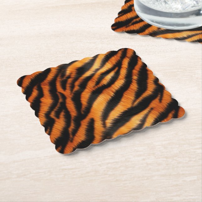Orange Black Tiger Stripes Untersetzer (angewinkelt)