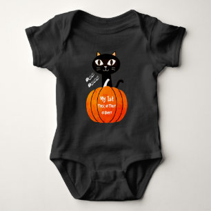 Orange Black Trick oder Treat Cat Mein erstes Hall Baby Strampler
