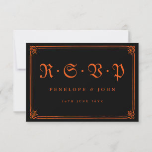 Orange Black Typografy Halloween RSVP Karte