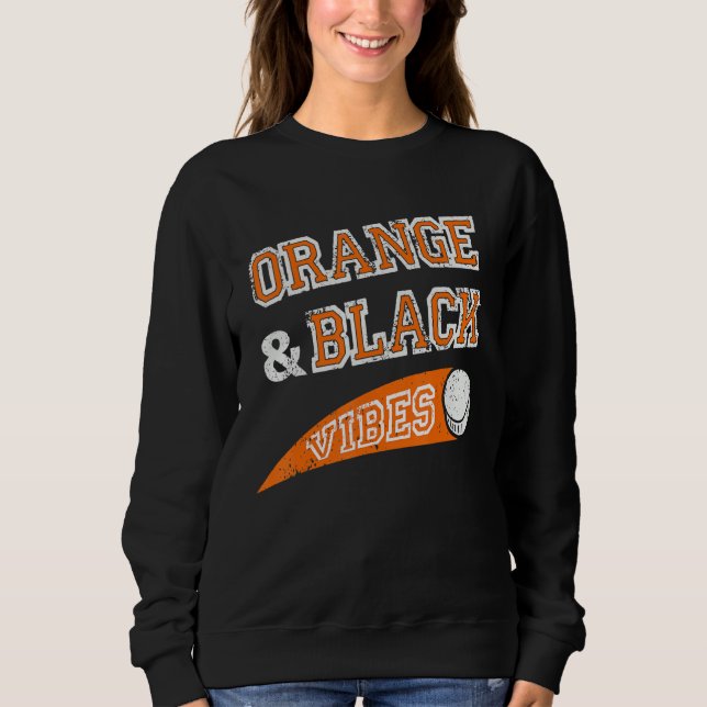 Orange & Black Vibes Hockey Team Fan Sweatshirt (Vorderseite)