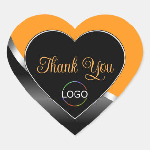 Orange Black Wavy Silver mit Logo Niedlich Vielen  Herz-Aufkleber